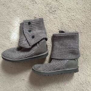 UGG Gray Knit Winter Boots